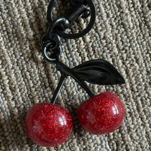 Red Glitter Cherry Bag Charm Keychain - Rare Color -Coach Inspired w/Dust Bag